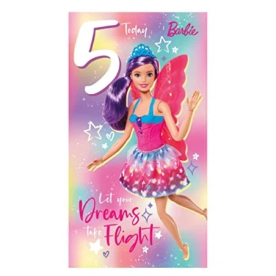 Abbildung von Danilo Promotions LTD Barbie Geburtstagskarte zum 5. Geburtstag, offizielle Alter Geburtstagskarte, Happy Birthday Age 5