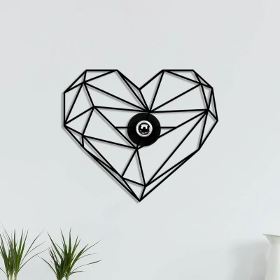 Abbildung von Origami Wandleuchte Herz Apertura 47x40cm Holz und Metall Schwarz Menzzo