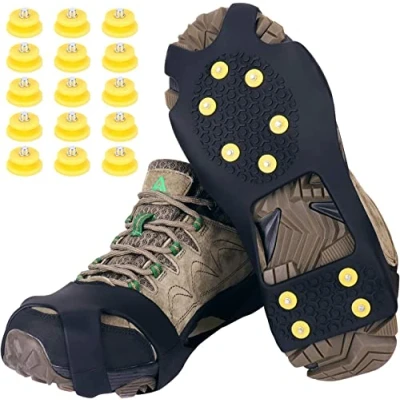 Abbildung von Tevlaphee Schuhspikes,Schuhkrallen,Steigeisen,Schuh Spikes für Bergschuhe,mit einem 15er Pack Ersatz Schneespikes Damen,Herren und Kinder (L)