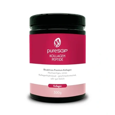 Abbildung von pureSGP Kollagen Peptide Bioaktives Premium Pulver. Grasgefütterte Weidehaltung. Geschmacksneutral. Aus der Apotheke. Nährstoffe für Gelenke, Haut, Haare, Nägel, Bindegewebe