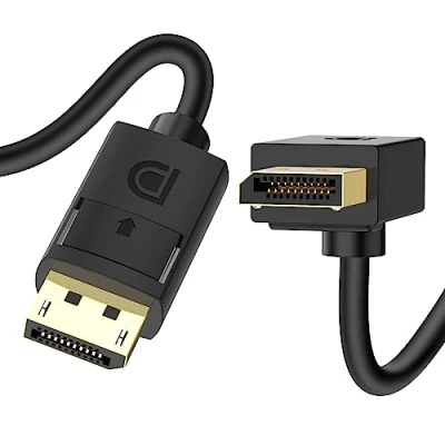 Abbildung von J&amp;D DisplayPort 1.4 Kabel, Abgewinkeltem 90 Grad Anschluss Nach Oben Kabel V1.4 mit Unterstützung für bis zu 8K/60Hz, 4K/144Hz, 2 Meter