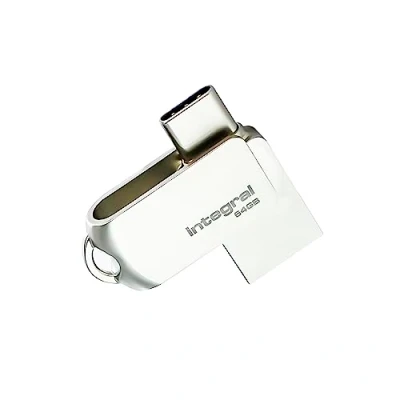 Abbildung von Integral 64GB 360 Dual USB 3.2 Gen 1 Typ C &amp; A Flash Laufwerk mit robustem Metallgehäuse, schnellen Übertragungsgeschwindigkeiten und einfacher Plug Play Funktion