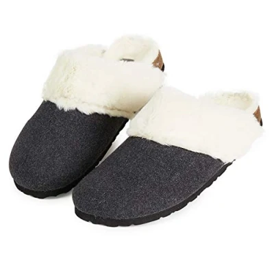 Abbildung von DUNLOP Hausschuhe Damen, Plüsch Pantoffeln Damen Anti Rutsch (Holzkohle, numeric_38)