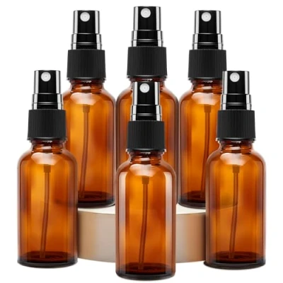 Abbildung von 30ml Sprühflasche Braun Glas 6er Set Nachfüllbar mit Pipetten Trichter Etiketten Feinsprühflasche für ätherisches Öl Parfüm Kosmetik Aromatherapie Reise