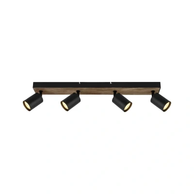 Abbildung von Brilliant Deckenstrahler »Jello Wood«, 4 flammig, Leuchtmittel GU10 LED wechselbar, Spotbalken schwenkbar, 15x60x8 cm, x GU10, 345lm, 3000K, Metall/Holz