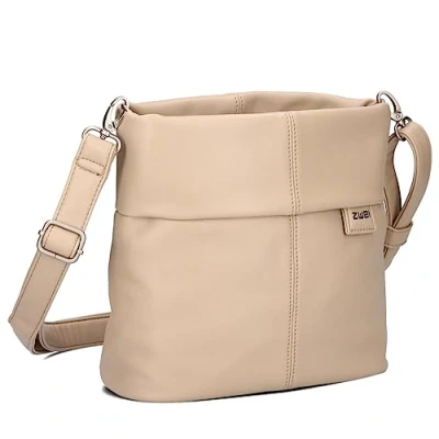 Abbildung von Zwei Damen Handtasche Mademoiselle.M M8 Crossbody Bag 3 L Umhängetasche aus Kunstleder mit Geheimfach &amp; Hauptfach Reißverschluss, inkl. kurzem langen abnehmbaren Schultergurt (oat)