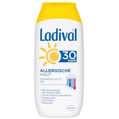 Abbildung von Ladival Allergische Haut Sonnenschutz Gel LSF 30 Parfümfreies Sonnengel für Allergiker ohne Farb und Konservierungsstoffe, wasserfest 1 x 200 ml