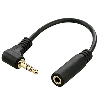 Abbildung von HDMIHOME Verlängerungskabel, 90 Grad rechtwinklig, 3,5 mm, 3 polig, Audio Stereo Stecker auf Buchse, 10 cm, Schwarz