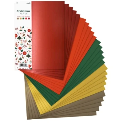 Abbildung von Netuno 25x Kreativ Papier Weihnachten DIN A4 210 x 297 mm 5 farbig sortiert Bastel Weihnachtsfarben DIY Kartenset Basteln Dekorieren Weihnachts Dekoration Tonzeichenpapier Mix