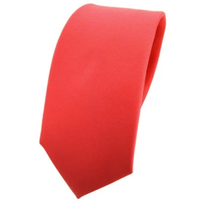 Abbildung von TigerTie Herren Krawatte 6 cm schmale Satin Tie in rot rosé lachsrot einfarbig uni Business, festliche Veranstaltungen und Freizeit