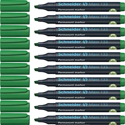 Abbildung von Schneider Maxx 133 Permanent Marker mit Keilspitze (Strichstärke: 1 4 mm, nachfüllbar) 10er Packung grün