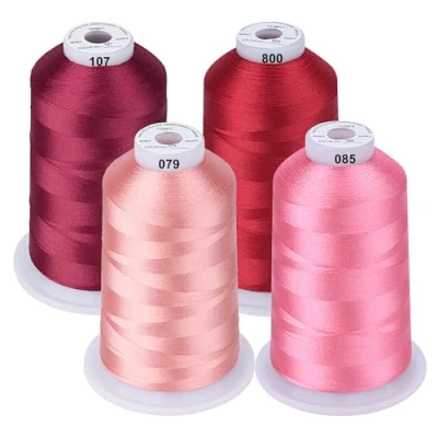Abbildung von Simthread Maschinenstickgarn 5000M Spulen Set Polyester Stickgarn für Babylock, Janome, Kenmore, Singer, W6 N Stickereimaschine (4 Rosa)