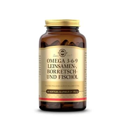 Abbildung von SOLGAR® Omega 3 6 9 Ausgewogenes Verhältnis von , und Fettsäuren aus Leinsamen Borretsch Fischöl 60 Softgel Kapseln für 20 Tage