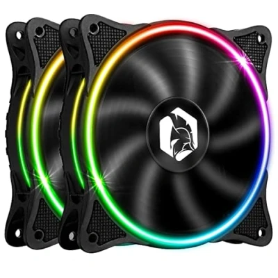 Abbildung von EMPIRE GAMING PC Gehäuselüfter Gamer 2x120MM Hoher Luftstrom RGB adressierbar LED PWM 3Pins 5Volt Dual Loop Leise Kühlung 12CM Schwarz