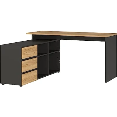 Abbildung von GERMANIA DIE MÖBELMACHER Winkelschreibtisch mit integriertem Sideboard, 146 x 76 145 cm (BxHxT)