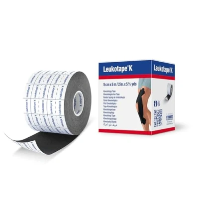 Abbildung von Leukotape K Kinesiologie Tape, Schwarz, 5 cm x 4,5 m