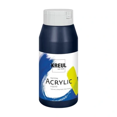 Abbildung von KREUL 17025 Solo Goya Triton Acrylfarbe dunkelblau, 750 ml Flasche, schnell und matt trocknend, Farbe auf Wasserbasis, in Studioqualität, vielseitig einsetzbar, gut deckend ergiebig