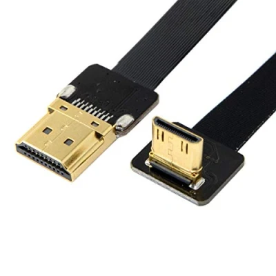 Abbildung von CY FPV Mini HDMI Stecker auf FPC Flachkabel 90 Grad abgewinkelt bis 50 cm für HDTV Multicopter Luftaufnahmen