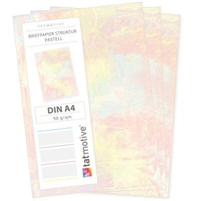 Abbildung von Briefpapier Pastell 50 Blatt beidseitig Motivpapier DIN A4 bunt Erwachsene Aquarell vintage farbig