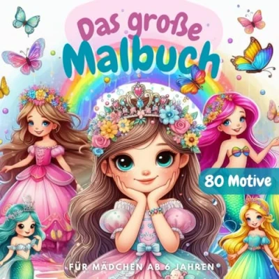 Abbildung von Das große Malbuch ab 6 Jahren für Mädchen: perfekte Geschenk kreative Mädchen, die Prinzessinnen, Feen oder Meerjungfrauen lieben!