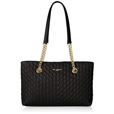 Abbildung von KARL LAGERFELD Damen Karolina Chain Carry Bag Tragetasche, Schwarz / Gold, Einheitsgröße EU