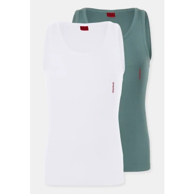 Abbildung von HUGO TANK 2 PACK Unterhemd/shirt, Herren, Größe: Medium, Khaki/white