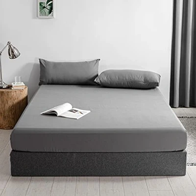 Abbildung von Good Nite Spannbettlaken 90x200cm Grau Polyester Bettlaken 30cm Extra Tiefe Taschenlaken Spannbetttuch Weich und atmungsaktiv Maschinenwaschbar