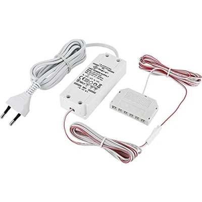 Abbildung von 12V Mini Amp, LED Trafo Netzteil 12W, Euro Stecker, 6 fach Verteiler, 3x 2m Kabel