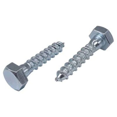 Abbildung von Marcopol (50 Stück) DIN 571 Verzinkter Stahl Sechskant Holzschrauben M10 x 50 mm, Sechskantschraube, Schlüsselschraube, Sechskant, Schienenschrauben (50, mm), silber