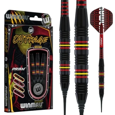 Abbildung von WINMAU Outrage 18 gram Brass Softip Dartpfeile Set mit Flights und Schäfte