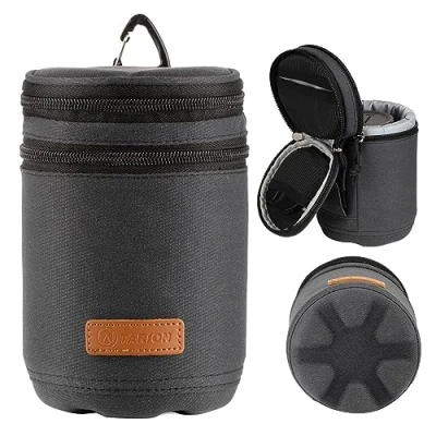 Abbildung von TARION Objektivtasche Objektivbeutel mit Hartschalenboden, Stoßfest, Wasserabweisend Kamera Objektiv Schutztasche für Canon, Nikon, Pentax, Sony, Olympus Objektive(Dunkelblau Größe M)