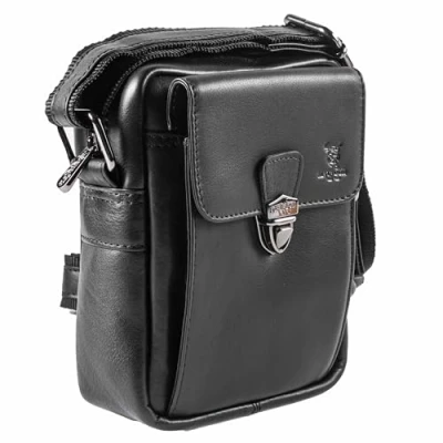 Abbildung von MATADOR kleine kompakte Leder Umhängetasche Herren Ledertasche Schultertasche Schwarz Nappa