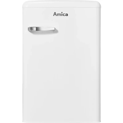 Abbildung von Amica KSR 361 160 W Retro Kühlschrank mit Gefrierfach/Snow White (Weiß) / 88cm (H) x 55cm (B) 62cm (T) Design