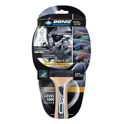 Abbildung von Schildkröt Donic Tischtennisschläger Legends 1000 FSC, AVS, PLS &amp; Ergo Griff, 2,3 mm Schwamm, FSC Holz, Energy ITTF Belag, 754427, Keine Farbe