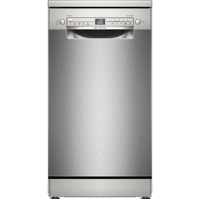 Abbildung von Bosch SPS2HKI42E, Serie 2, Smarter Geschirrspüler Freistehend, 45 cm breit, Silver Inox, Besteckkorb, extra Trocknung auf Knopfdruck, leiser und effizienter Motor, anti Fingerprint, mit aquaStop