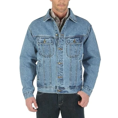 Abbildung von Wrangler Rugged Wear Herren Jeansjacke ungefüttert, Vintage Indigo, Large Hoch