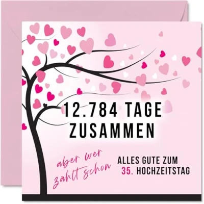 Abbildung von Stuff4 35. Hochzeitstag Karte Liebe 12784 Tage Zusammen 35 Jahrestag Geschenke für Mein Mann Ehemann Meine Frau Ehefrau, 145mm Lustig Glückwunschkarten
