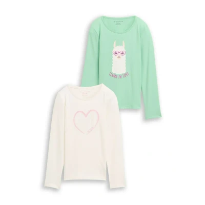 Abbildung von TOM Tailor 2 PACK Langarmshirt für Kinder, Größe: 92/98, Wool white