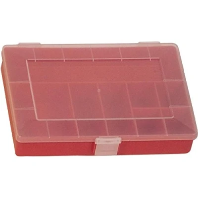 Abbildung von hünersdorff Sortimentskasten PP Compact mit 8 Fächern stabile Sortierbox für Schrauben und andere Kleinteile feste Facheinteilung 17 x 25 4,6 cm, rot, Matt