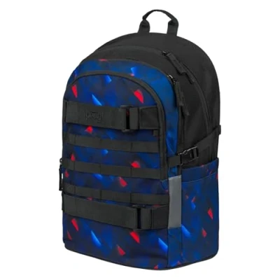 Abbildung von Baagl Schulrucksack für Jungen Mädchen Teenager Skateboard Rucksack Kinderrucksack mit Laptopfach und Brustgurt Schule, Weiterführendeschule, Mittelschule, 25 l (Indigo)