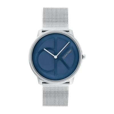 Abbildung von Calvin Klein Analog Quarzuhr Unisex mit Silbernes Edelstahl Mesh Gliederarmband 25200031