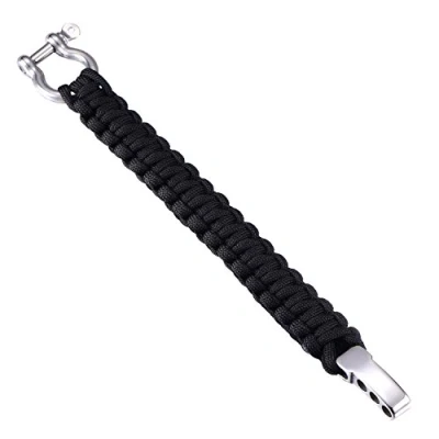 Abbildung von DonDon Herren Survivalarmband Paracord Outdoor Armband geflochten schwarz