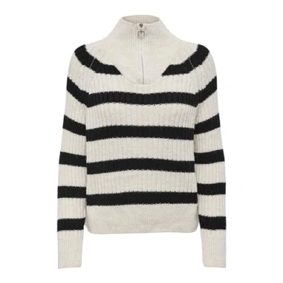 Abbildung von ONLY Onlleise Freya LS ZIP HIGH NECK KNT NOOS Strickpullover, Damen, Größe: Medium, Birch black