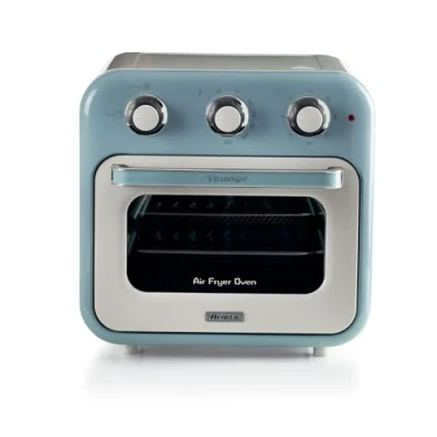 Abbildung von Ariete 4632 Vintage Heißluftfritteuse und Backofen, 1400 W, 2in1, 16 l Fassungsvermögen, inklusive Zubehör, 60 Minuten Timer, Doppelglas, Celeste