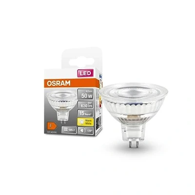 Abbildung von OSRAM Niedervolt LED Reflektorlampen MR16 mit Retrofit Stecksockel, 50 Watts Ersatz, GU5.3, 2700 Kelvin, Glass, 6 er Pack, Dark Gray, 2700k Warmweiß