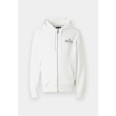 Abbildung von Tommy Hilfiger Stacked Hooded ZIP Unisex Sweatjacke, Größe: XS, White