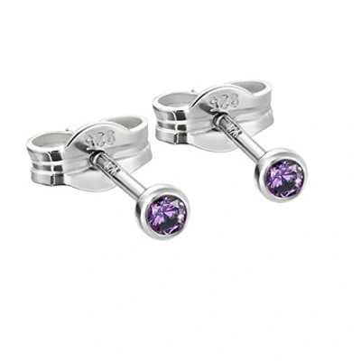 Abbildung von NKlaus Paar Ohrstecker Silber 925er 2,50mm amethyst Zirkonia Damen Herren Kinder 6653