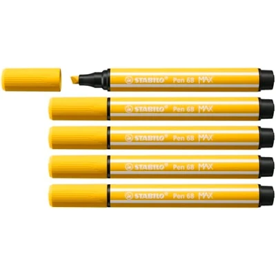 Abbildung von Premium Filzstift mit dicker Keilspitze STABILO Pen 68 MAX 5er Pack gelb