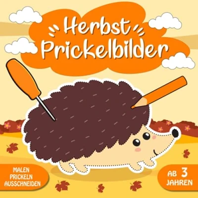 Abbildung von Prickelbilder Herbst: 50 Herbst Bilder Prickelset Kinder ab 3 Basteln, Malen, Prickeln und Ausschneiden Prickelblock für Jungen Mädchen, Bastelbuch Jahren