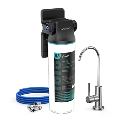 Abbildung von Frizzlife SW10F unter Waschbecken Wasserfilter mit gebürstetem Nickel Wasserhahn, NSF/ANSI 53&amp;42 zertifiziert, reduziert 99,99% Blei, Chlor, schlechten Geschmack &amp; Geruch, 8K Gallonen, 0,5 Mikron